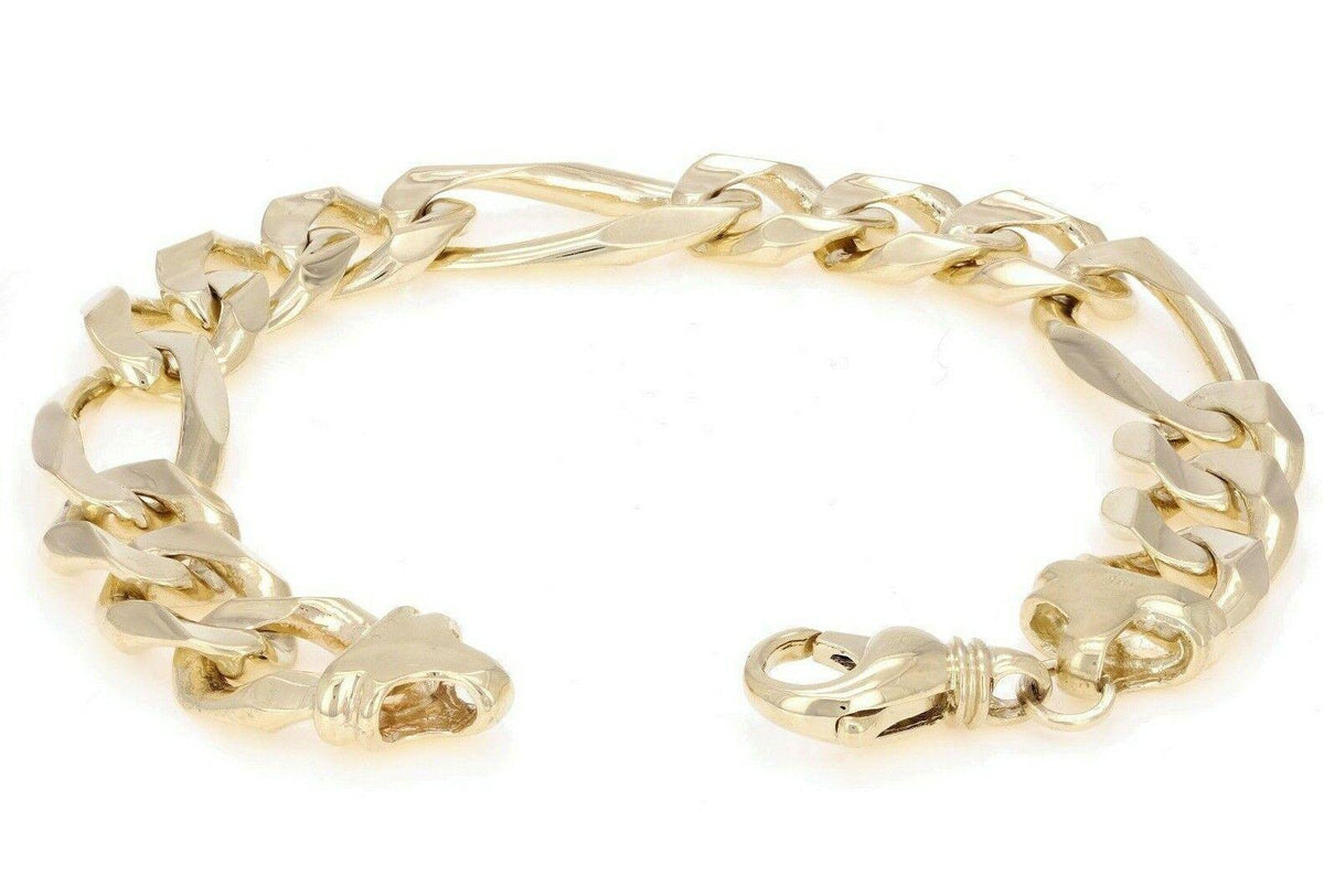 10k Yellow Gold Figaro Link Chain Bracelet 7.5" 12.7mm 35.5 grams - Jewelry Store by Erik Rayo