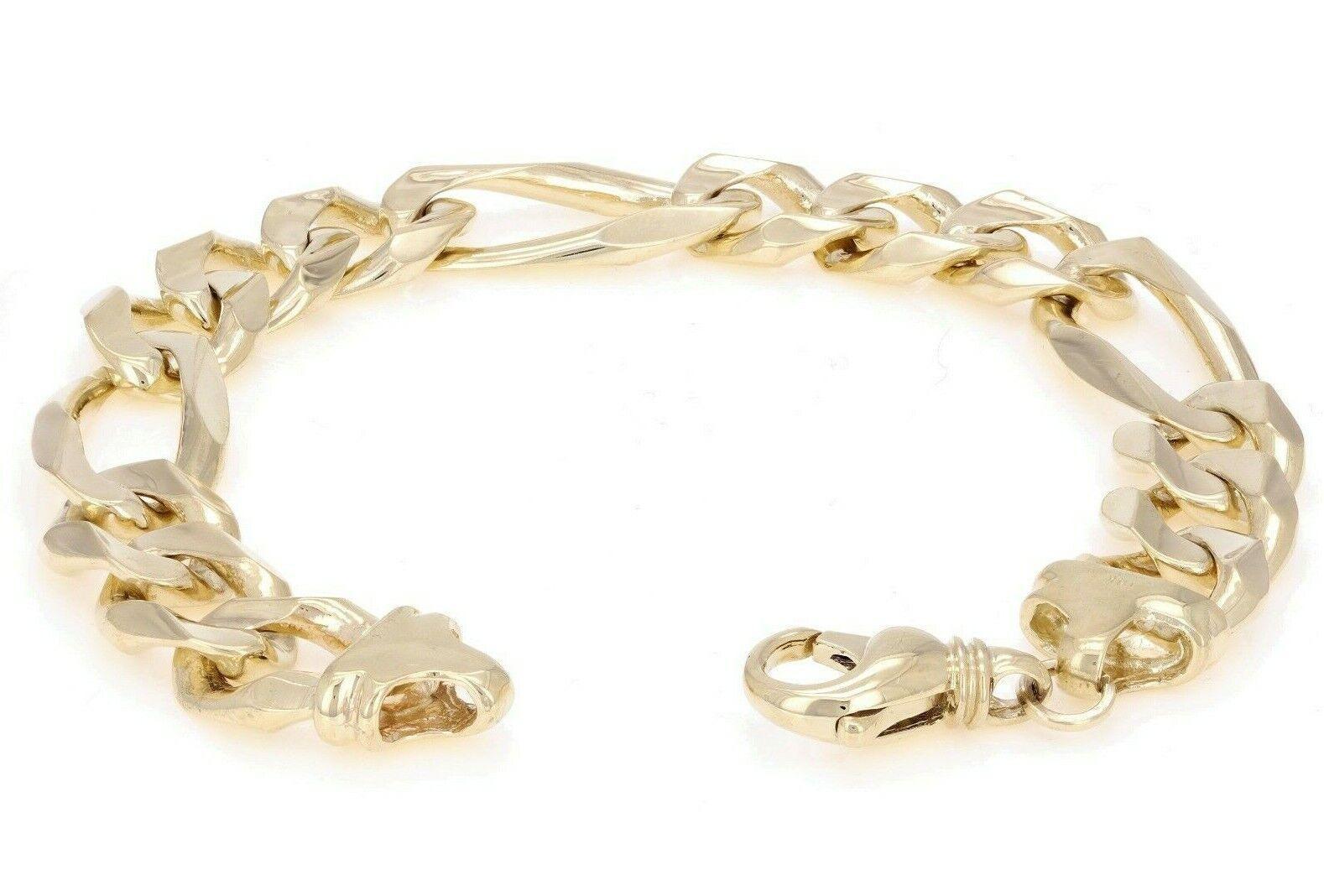10k Yellow Gold Figaro Link Chain Bracelet 7.5" 12.7mm 35.5 grams - Jewelry Store by Erik Rayo