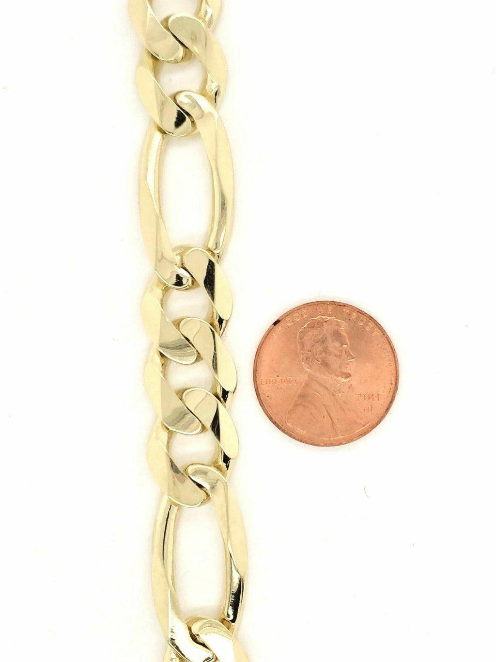 10k Yellow Gold Figaro Link Chain Bracelet 7.5" 12.7mm 35.5 grams - Jewelry Store by Erik Rayo