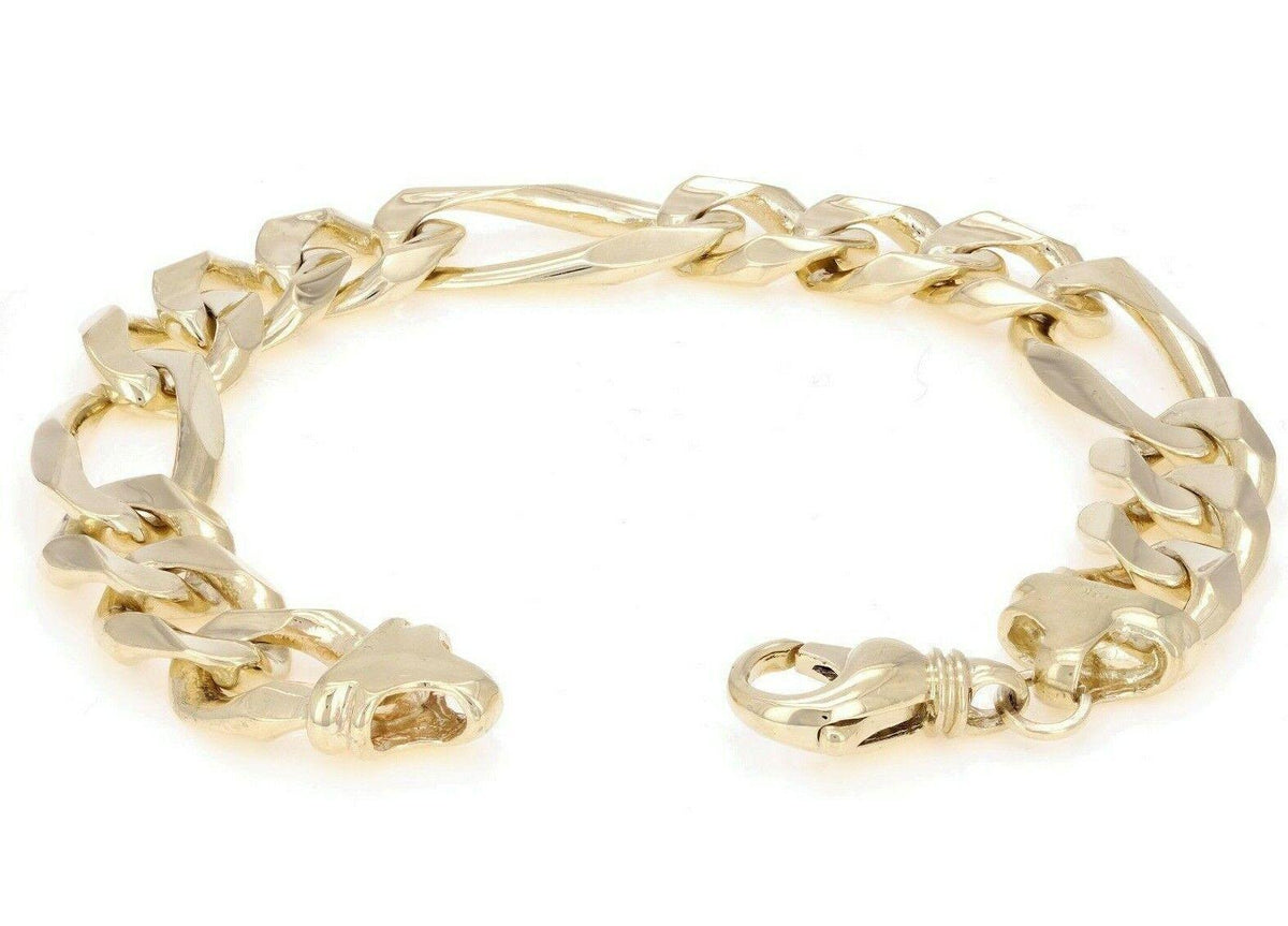 10k Yellow Gold Figaro Link Chain Bracelet 8" 12.7mm 38 grams - Jewelry Store by Erik Rayo