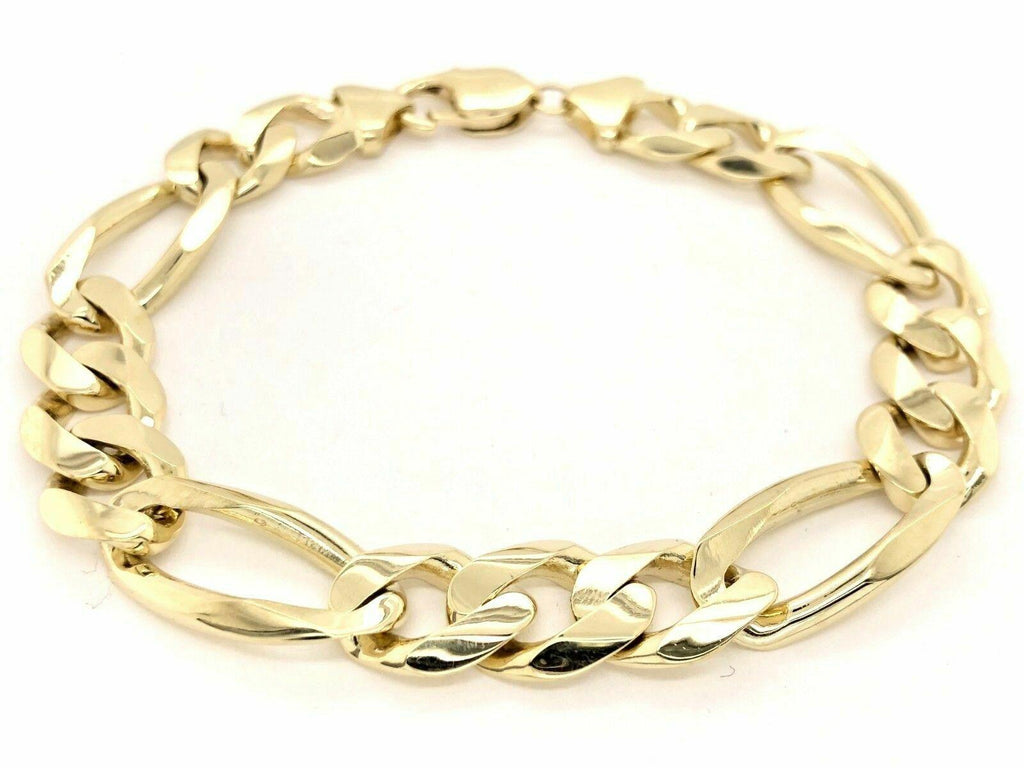 10k Yellow Gold Figaro Link Chain Bracelet 8" 12.7mm 38 grams - Jewelry Store by Erik Rayo