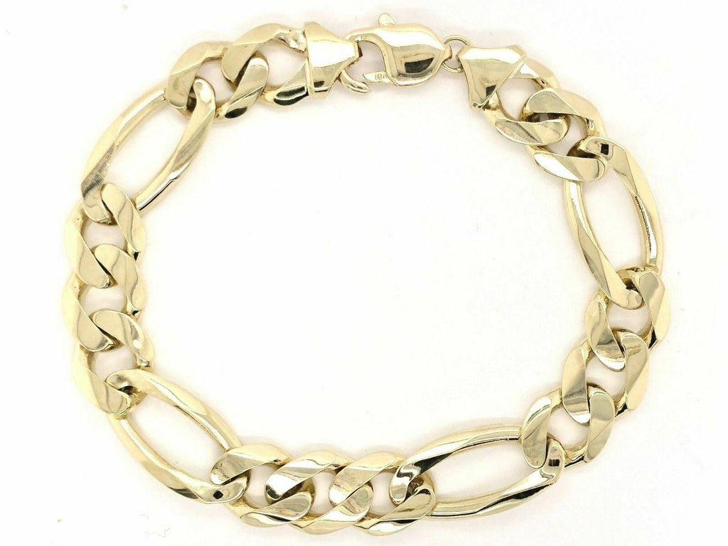 10k Yellow Gold Figaro Link Chain Bracelet 8" 12.7mm 38 grams - Jewelry Store by Erik Rayo