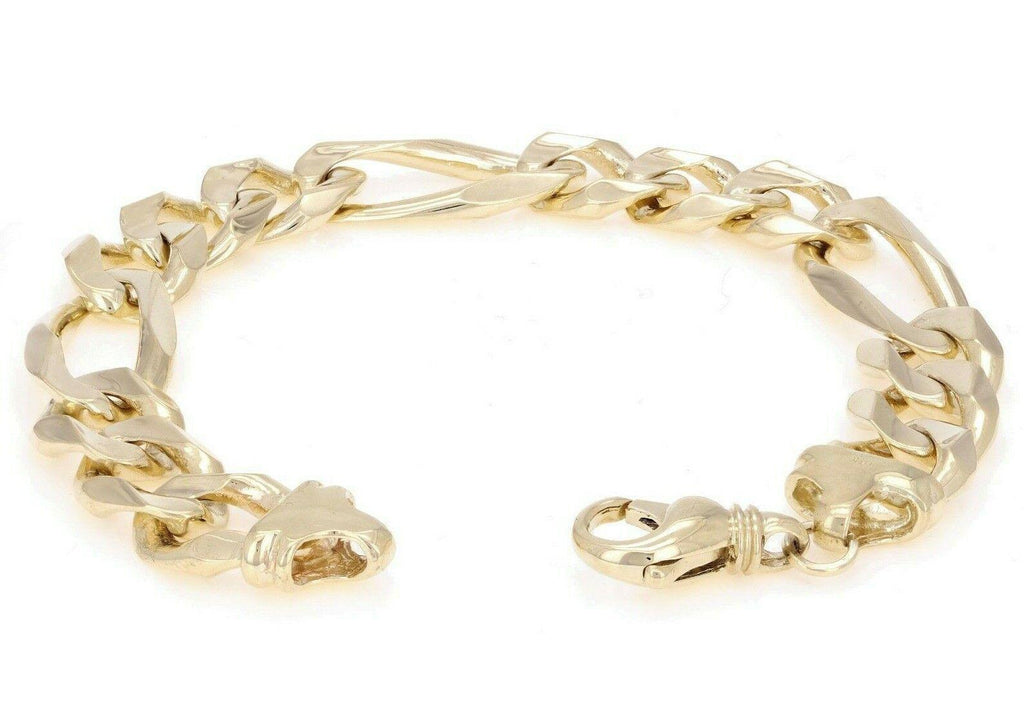10k Yellow Gold Solid Figaro Bracelet Link Chain 9.25" 12.7mm 43.2 grams - Jewelry Store by Erik Rayo