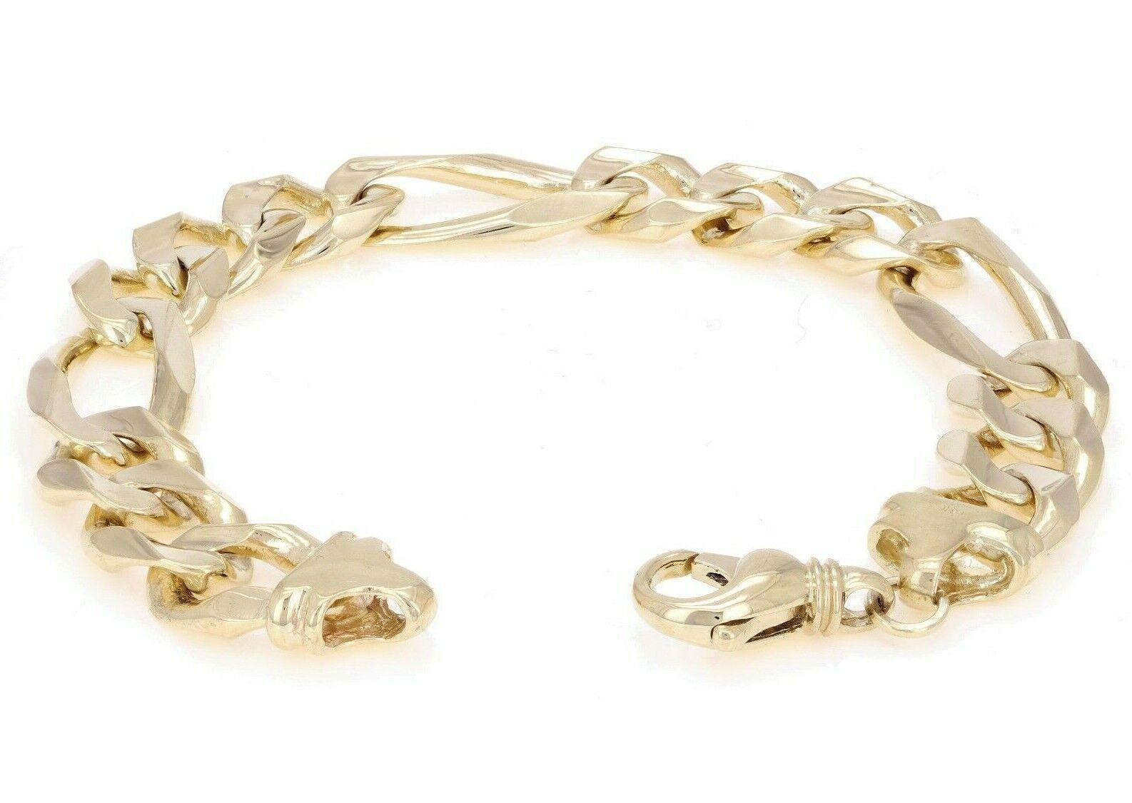 10k Yellow Gold Solid Figaro Bracelet Link Chain 9.25" 12.7mm 43.2 grams - Jewelry Store by Erik Rayo