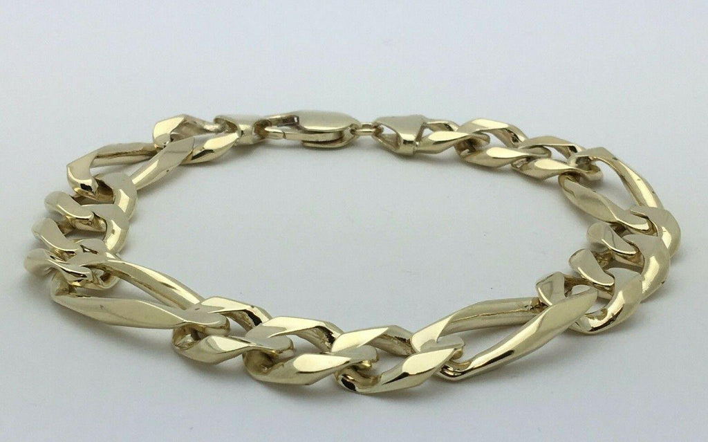 10k Yellow Gold Solid Figaro Bracelet Link Chain 9.25" 12.7mm 43.2 grams - Jewelry Store by Erik Rayo