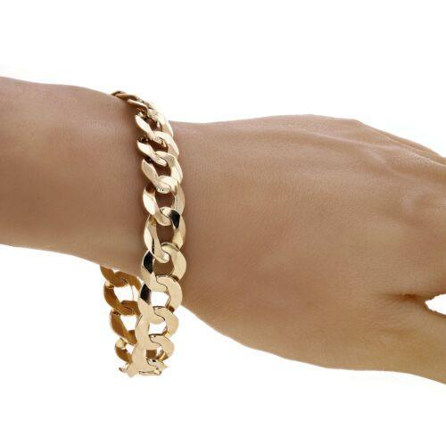 10k Yellow Gold Solid Flat Cuban Curb Chain Bracelet 8.5" 12.5mm 30.6 grams - Jewelry Store by Erik Rayo