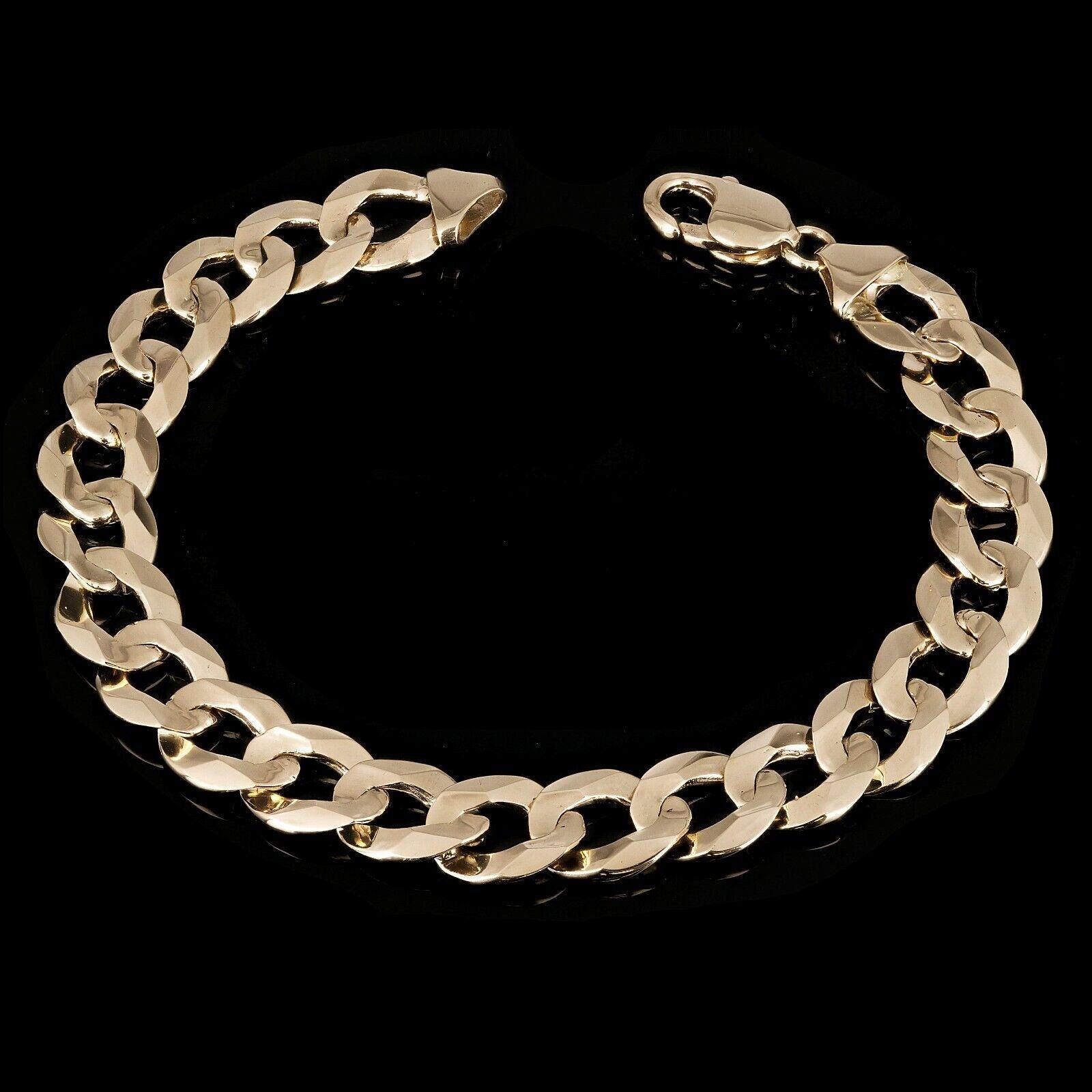 10k Yellow Gold Solid Flat Cuban Curb Chain Bracelet 8.5" 12.5mm 30.6 grams - Jewelry Store by Erik Rayo