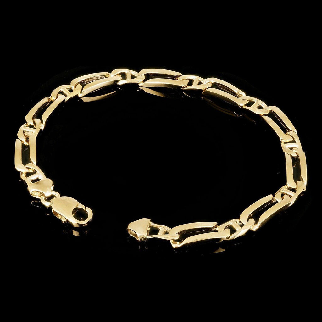 10k Yellow Gold Solid Rectangle & Mariner Link Chain Bracelet 9" 7mm 21.8 grams - Jewelry Store by Erik Rayo