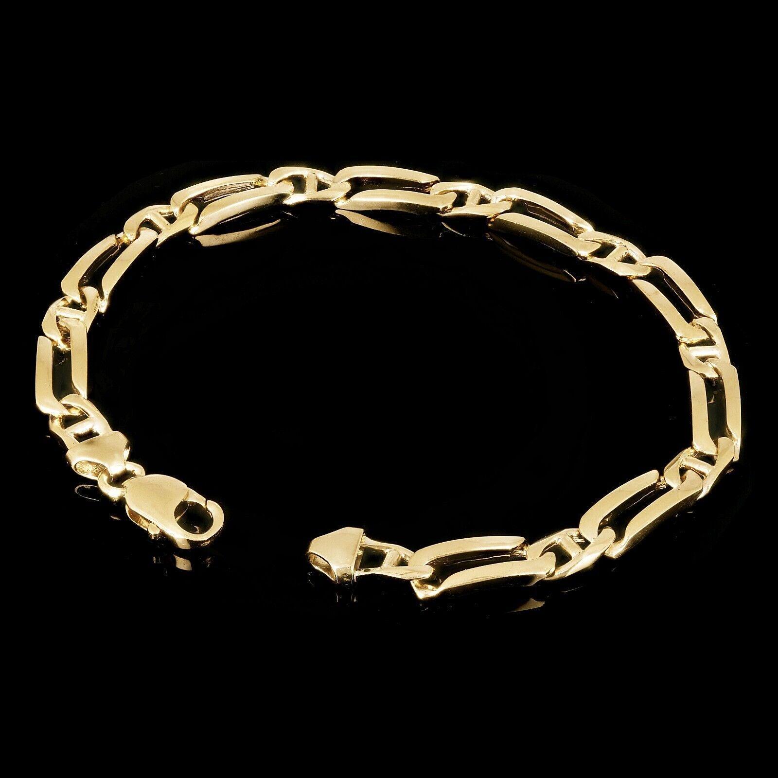 10k Yellow Gold Solid Rectangle & Mariner Link Chain Bracelet 9" 7mm 21.8 grams - Jewelry Store by Erik Rayo