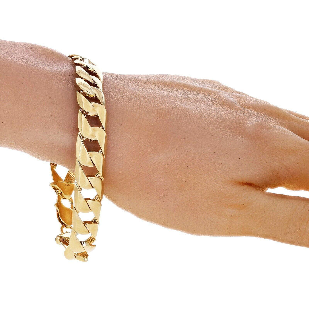 10k Yellow Gold Solid Square Curb Cuban Link Chain Bracelet 7.5" 12.7mm 30.2gram - Jewelry Store by Erik Rayo
