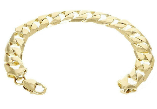 10k Yellow Gold Solid Square Curb Cuban Link Chain Bracelet 7.5" 12.7mm 30.2gram - Jewelry Store by Erik Rayo