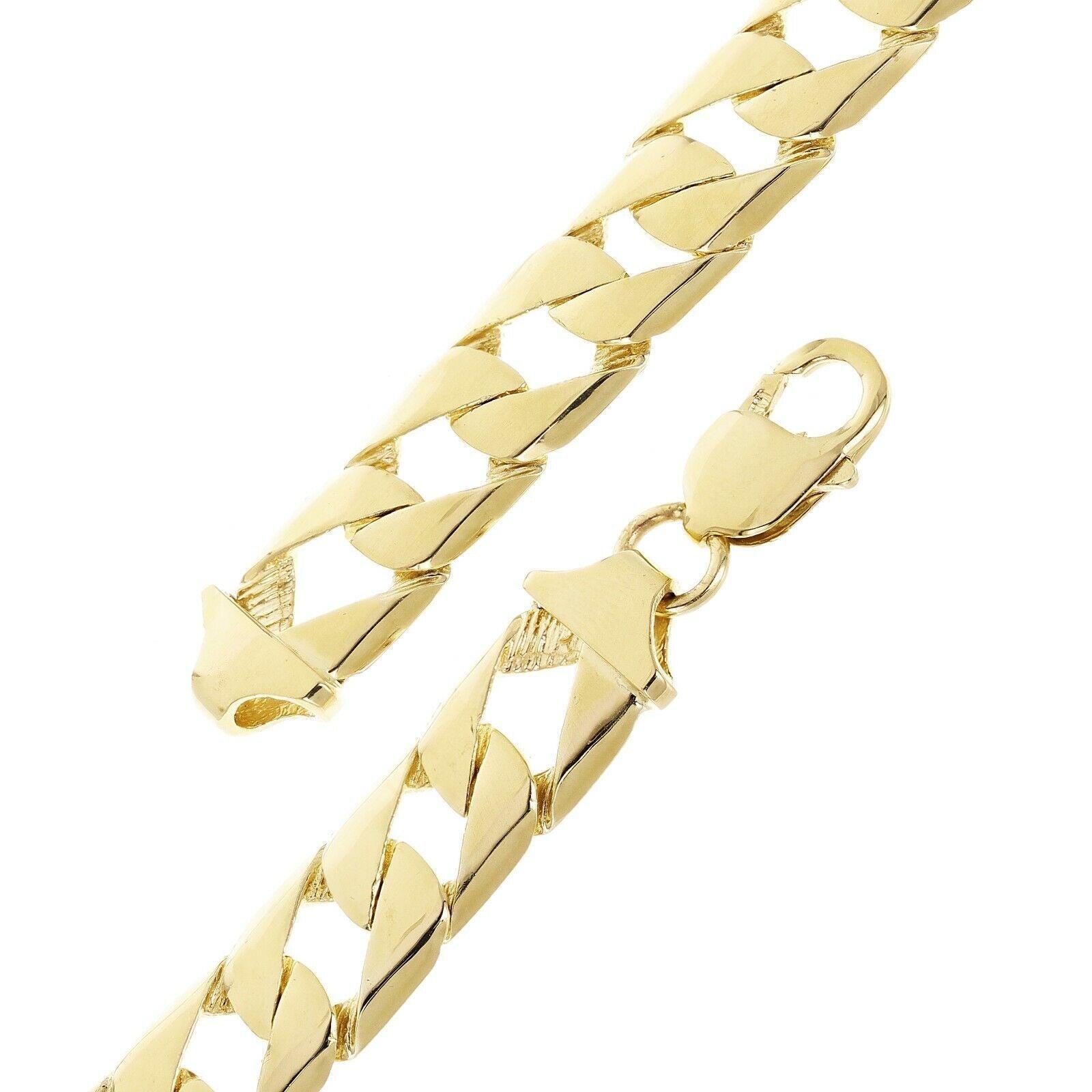 10k Yellow Gold Solid Square Curb Cuban Link Chain Bracelet 7.5" 12.7mm 30.2gram - Jewelry Store by Erik Rayo