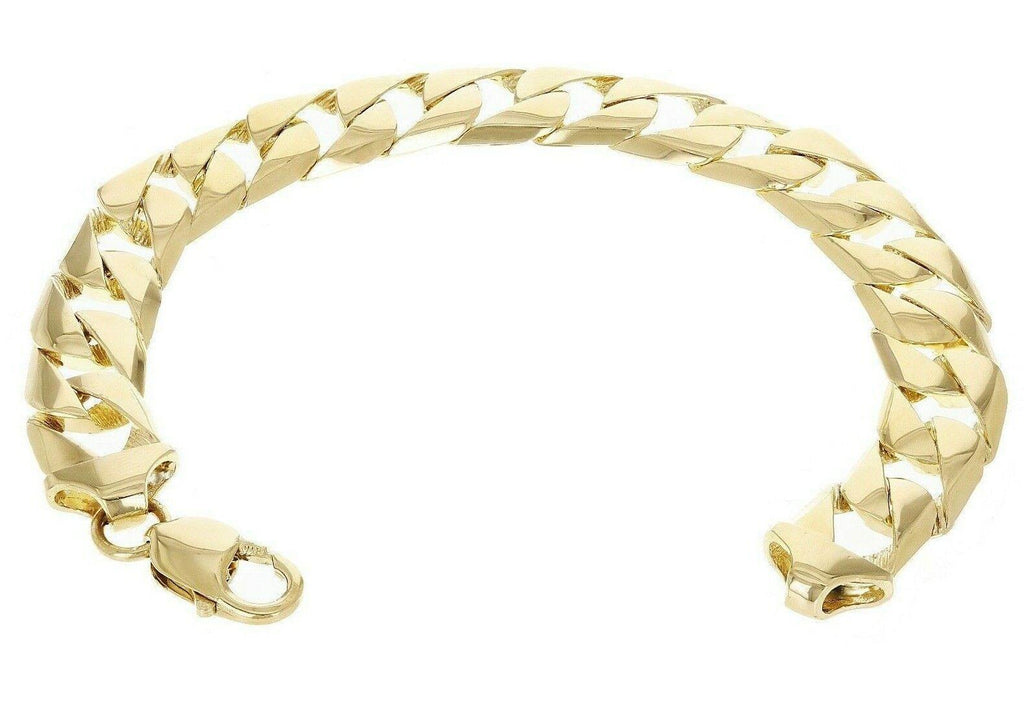 10k Yellow Gold Solid Square Curb Cuban Link Chain Bracelet 8.5" 12.7mm 34.2gram - Jewelry Store by Erik Rayo