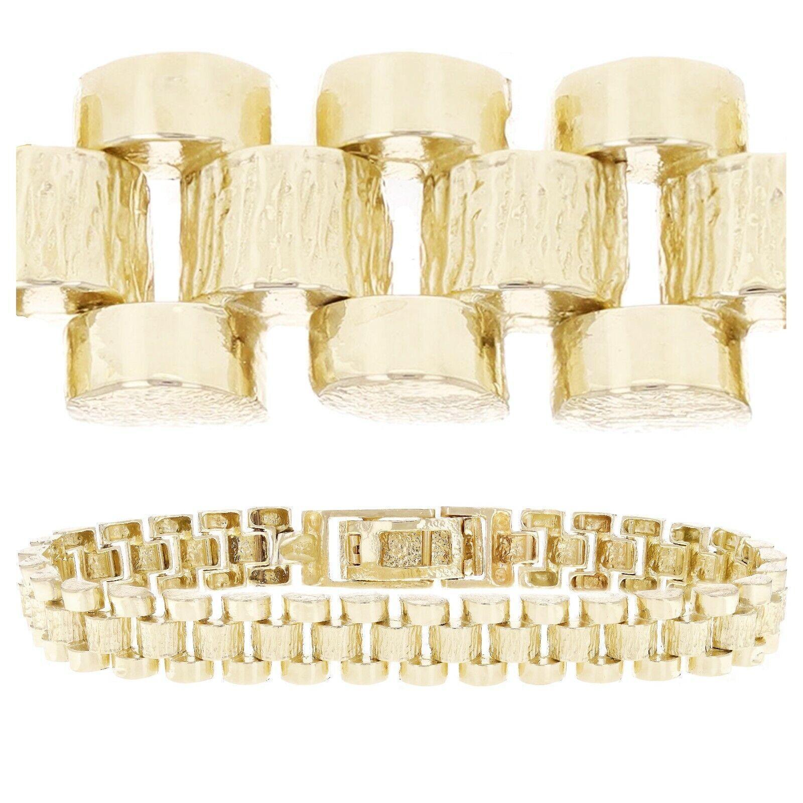 10k Yellow Gold Watch Link Chain Bracelet Adjustable 8.25"-8.75" 8.5mm 22 grams - Jewelry Store by Erik Rayo