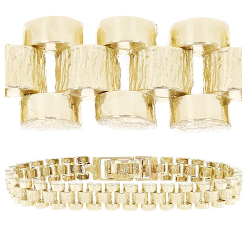 10k Yellow Gold Watch Link Chain Bracelet Adjustable 8.5"-9" 8.5mm 23 grams - Jewelry Store by Erik Rayo