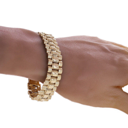10k Yellow Gold Watch Link Chain Bracelet Adjustable 9-9.5" 14.8mm 40.3 grams - Jewelry Store by Erik Rayo