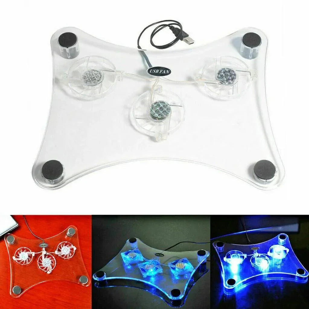 3 Fans USB Cooler Cooling Pad Stand LED Light Radiator For Laptop PC Notebook - Jewelry Store by Erik Rayo