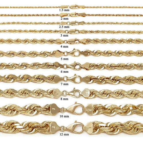 14K Gold Diamond Cut Rope Chains Necklaces For Men Women - Jewelry Store by Erik Rayo