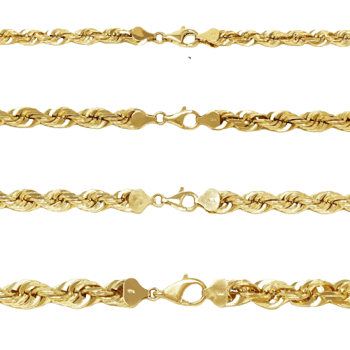 14K Gold Diamond Cut Rope Chains Necklaces For Men Women - Jewelry Store by Erik Rayo
