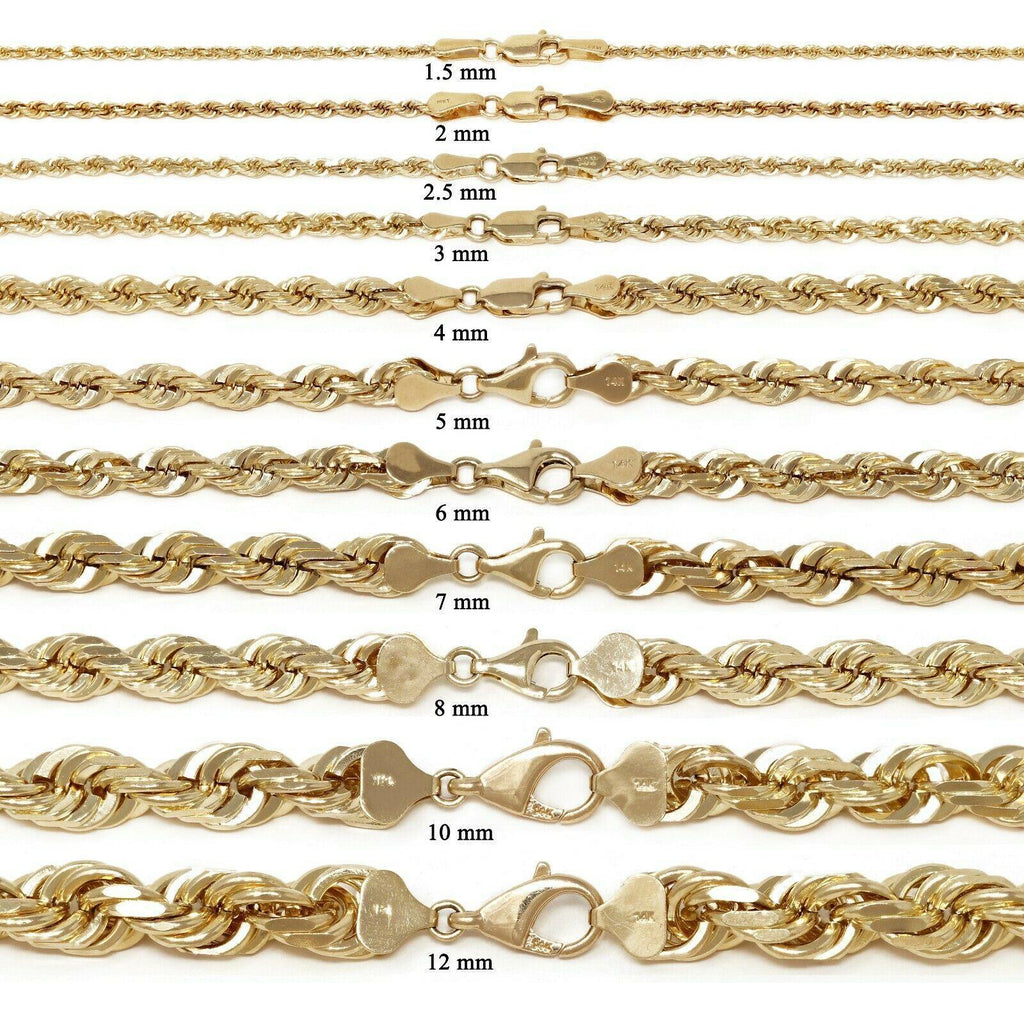 14K Oro Puro Solido Cadenas de Torzal Corte de Diamante (No es Chapa) - Jewelry Store by Erik Rayo