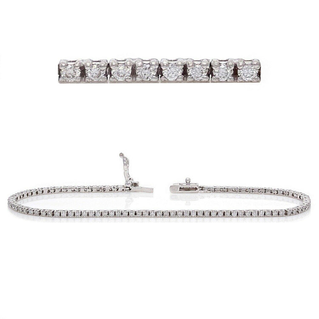 14k White Gold 1ctw Diamond Tennis Bracelet for Men and Women - Jewelry Store by Erik Rayo