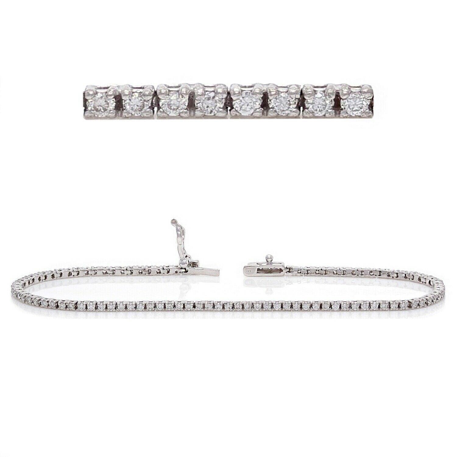 14k White Gold 1ctw Diamond Tennis Bracelet for Men and Women - Jewelry Store by Erik Rayo