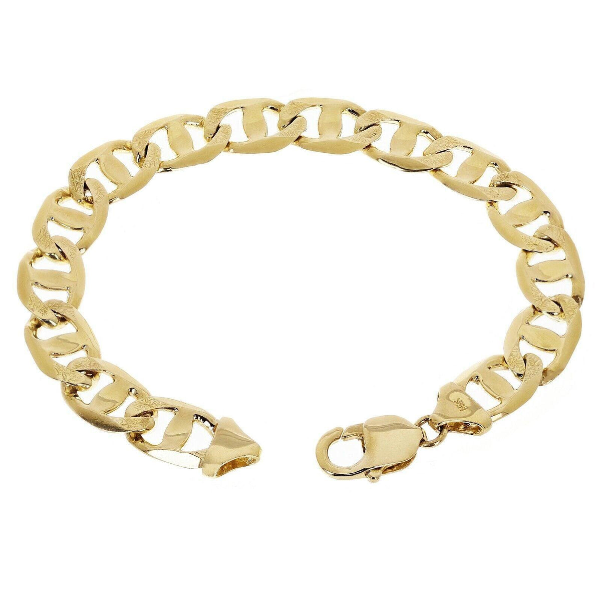 14k Yellow Gold Concave Mariner Chain Bracelet 7.5" 11mm 29.3 grams - Jewelry Store by Erik Rayo