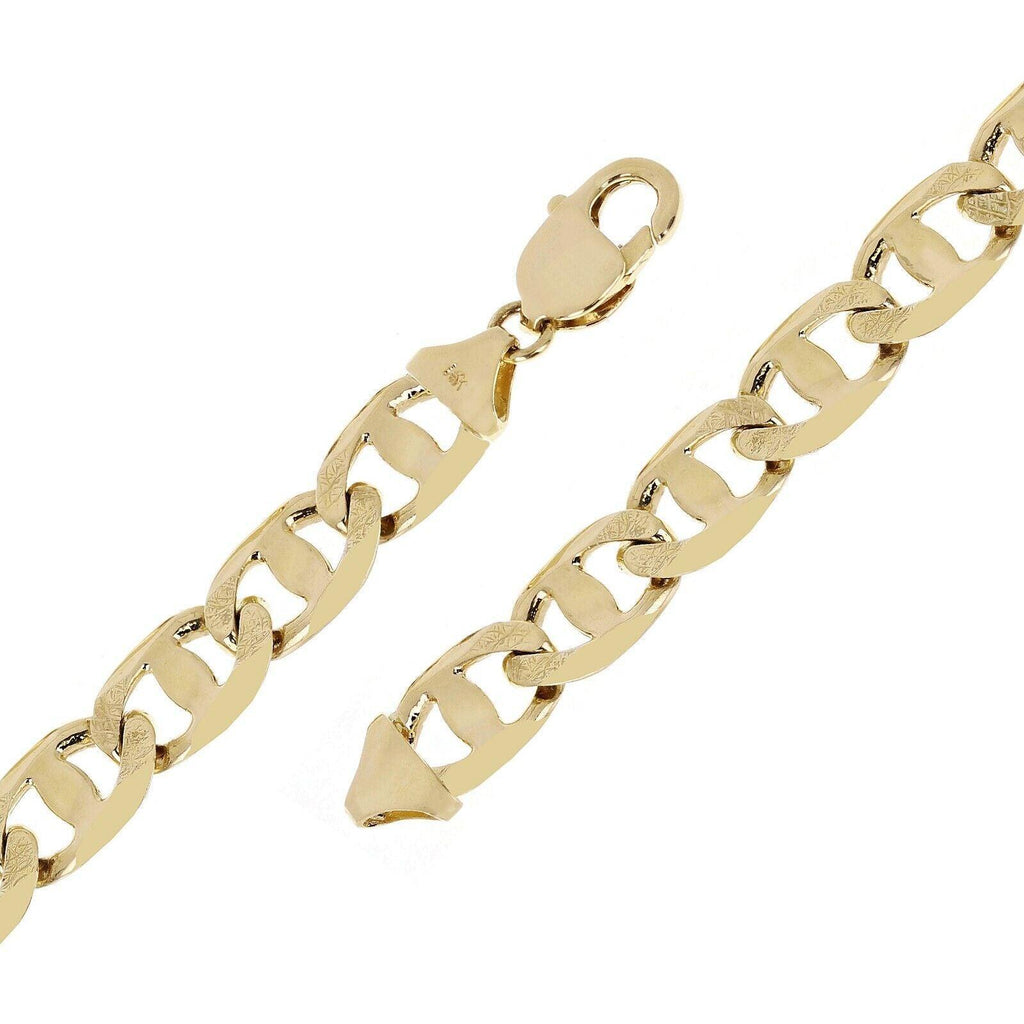 14k Yellow Gold Concave Mariner Chain Bracelet 7.5" 11mm 29.3 grams - Jewelry Store by Erik Rayo