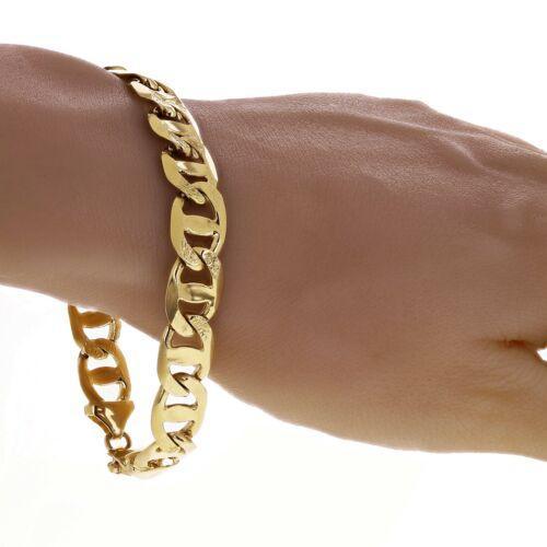 14k Yellow Gold Concave Mariner Chain Bracelet 8.5" 11mm 33.2 grams - Jewelry Store by Erik Rayo