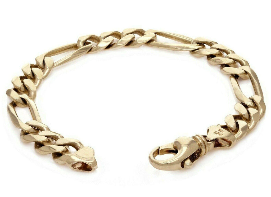 14k Yellow Gold Figaro Chain Bracelet Heavy Solid Gold 8" 10.5mm 40.3 grams - Jewelry Store by Erik Rayo