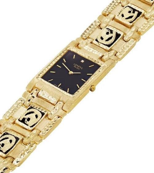 14k Yellow Gold Horse Shoe Black Onyx Bracelet Geneve Diamond Watch 8.5 91.5g - Jewelry Store by Erik Rayo