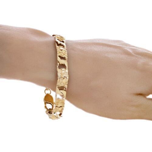 14k Yellow Gold Solid Cuban & Nugget Link Bracelet 7.5" 9mm 20.9 grams - Jewelry Store by Erik Rayo