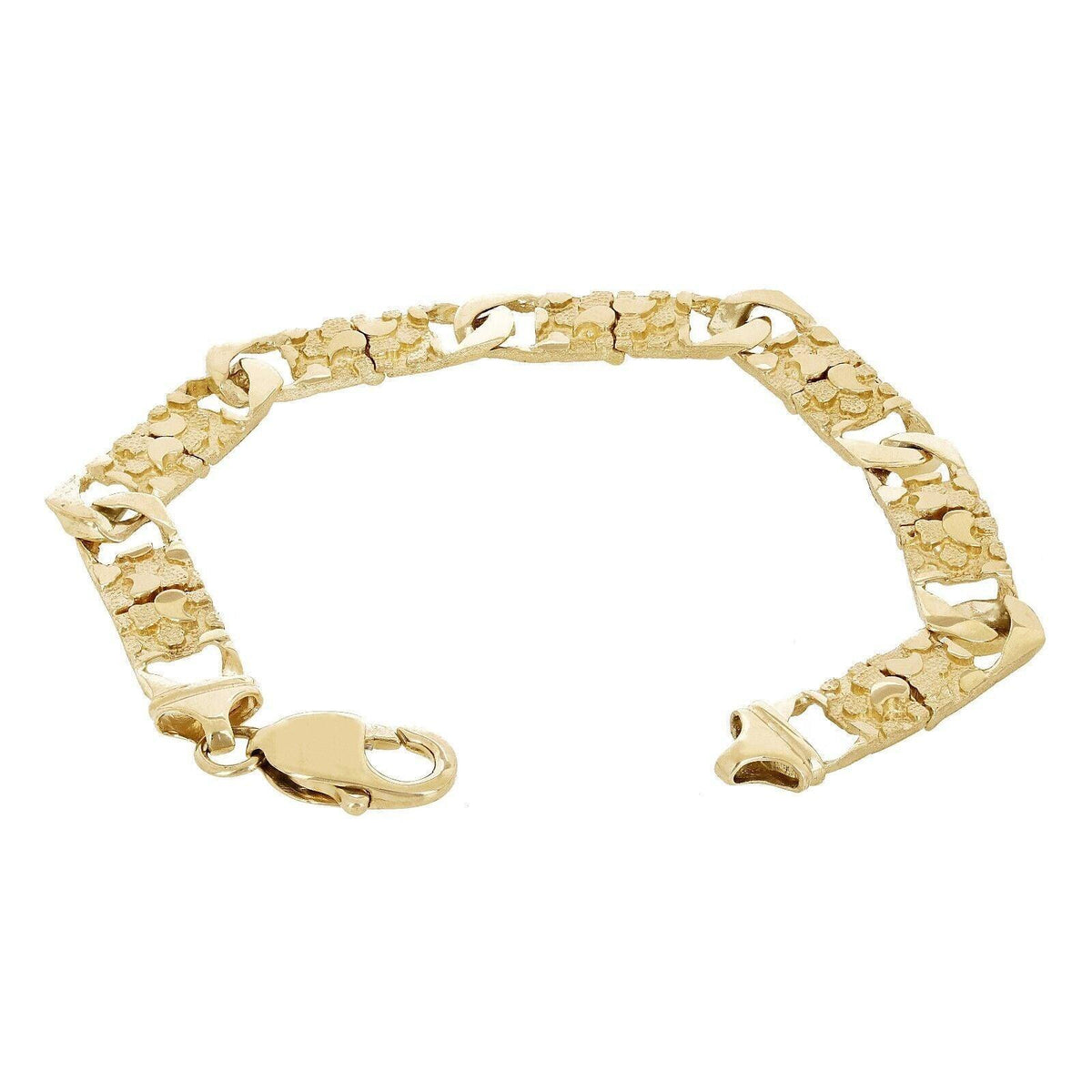 14k Yellow Gold Solid Cuban & Nugget Link Bracelet 7.5" 9mm 20.9 grams - Jewelry Store by Erik Rayo