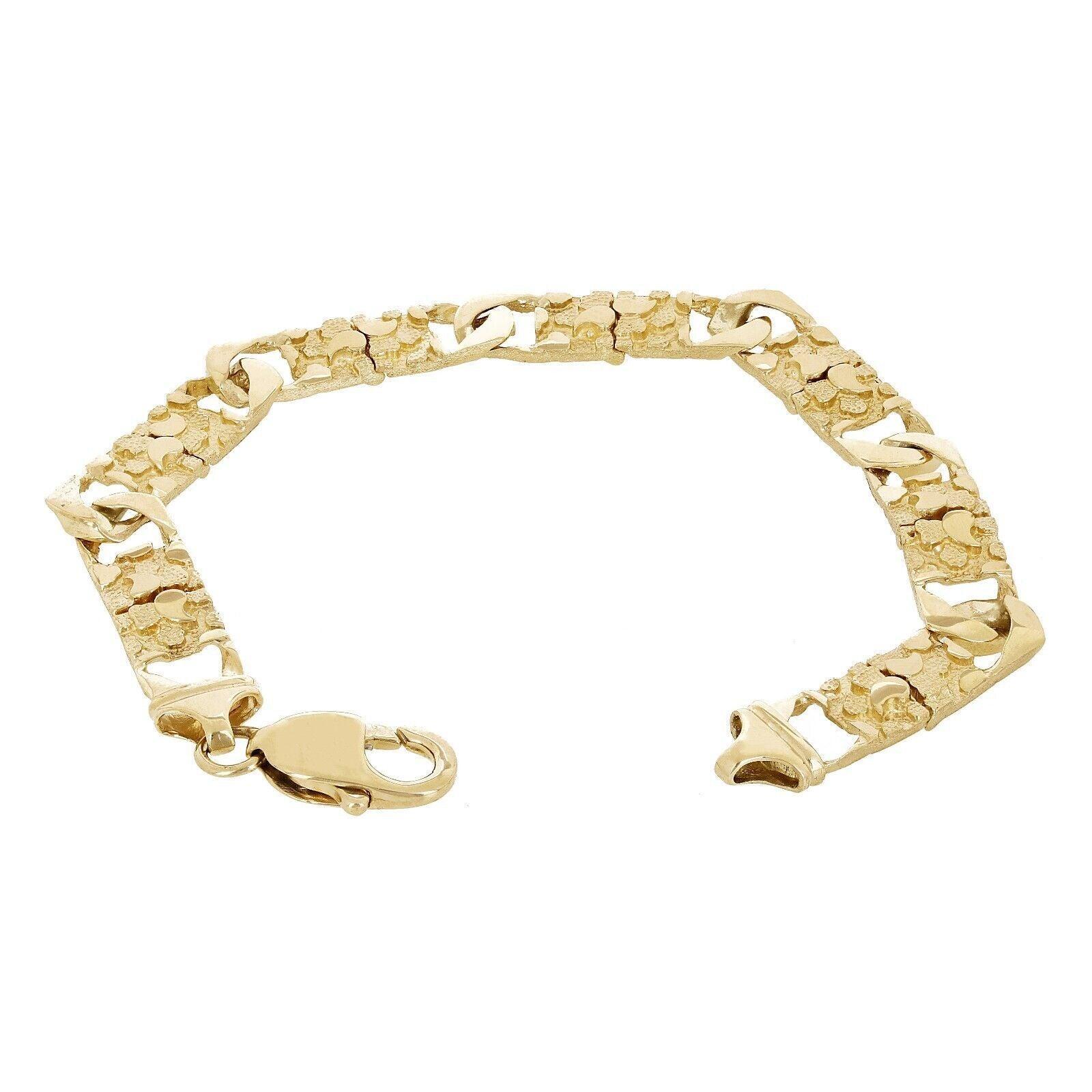 14k Yellow Gold Solid Cuban & Nugget Link Bracelet 7.5" 9mm 20.9 grams - Jewelry Store by Erik Rayo
