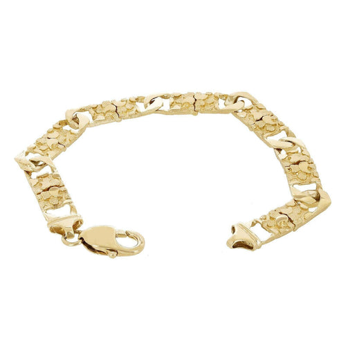 14k Yellow Gold Solid Cuban & Nugget Link Bracelet 7.5" 9mm 20.9 grams - Jewelry Store by Erik Rayo