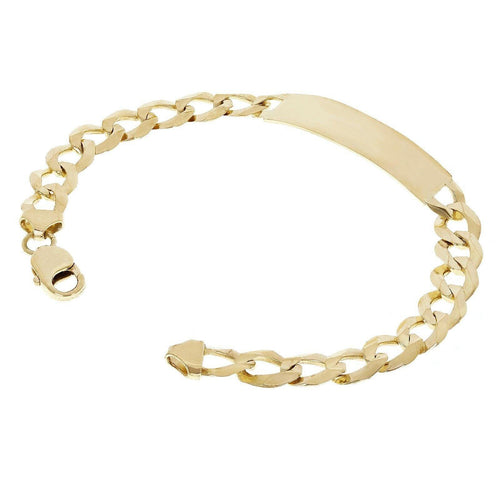 14k Yellow Gold Solid Engravable Cuban Curb Link Chain ID Bracelet 8" 10mm 18.3g - Jewelry Store by Erik Rayo