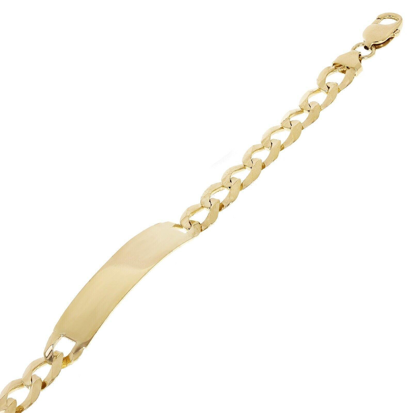 14k Yellow Gold Solid Engravable Cuban Curb Link Chain ID Bracelet 8" 10mm 18.3g - Jewelry Store by Erik Rayo