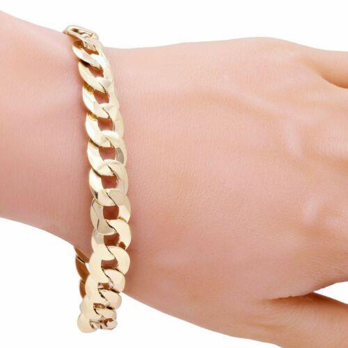 14k Yellow Gold Solid Flat Cuban Curb Link Chain Bracelet 7" 9mm 14.8 grams - Jewelry Store by Erik Rayo
