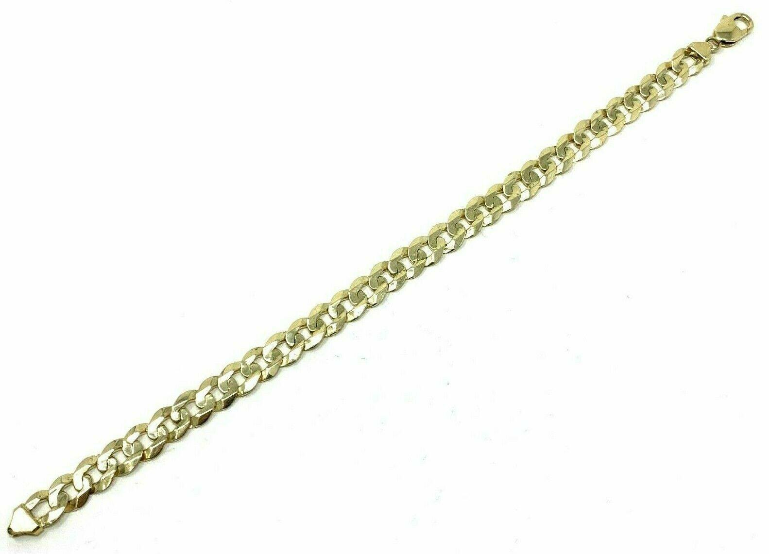 14k Yellow Gold Solid Flat Cuban Curb Link Chain Bracelet 7" 9mm 14.8 grams - Jewelry Store by Erik Rayo