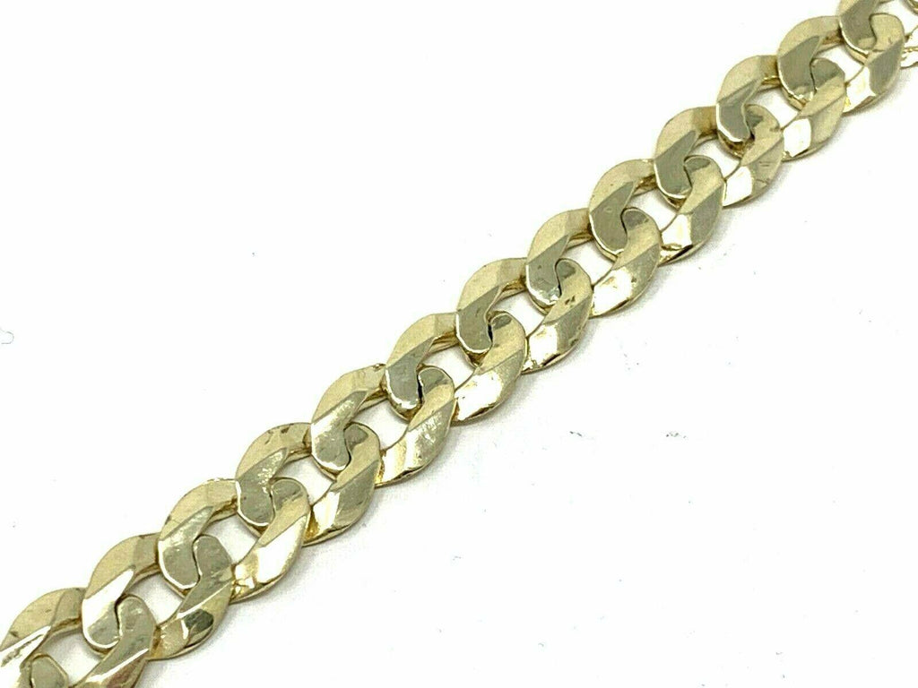 14k Yellow Gold Solid Flat Cuban Curb Link Chain Bracelet 7" 9mm 14.8 grams - Jewelry Store by Erik Rayo