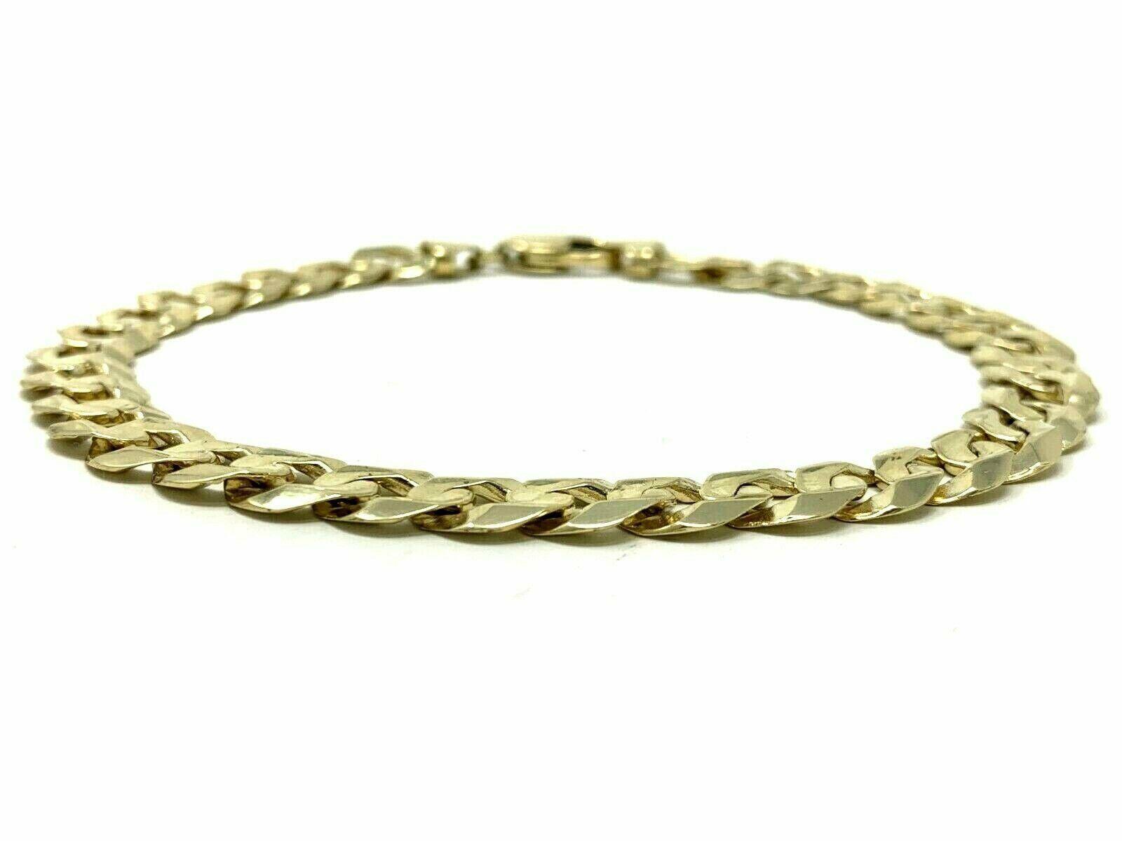14k Yellow Gold Solid Flat Cuban Curb Link Chain Bracelet 7" 9mm 14.8 grams - Jewelry Store by Erik Rayo