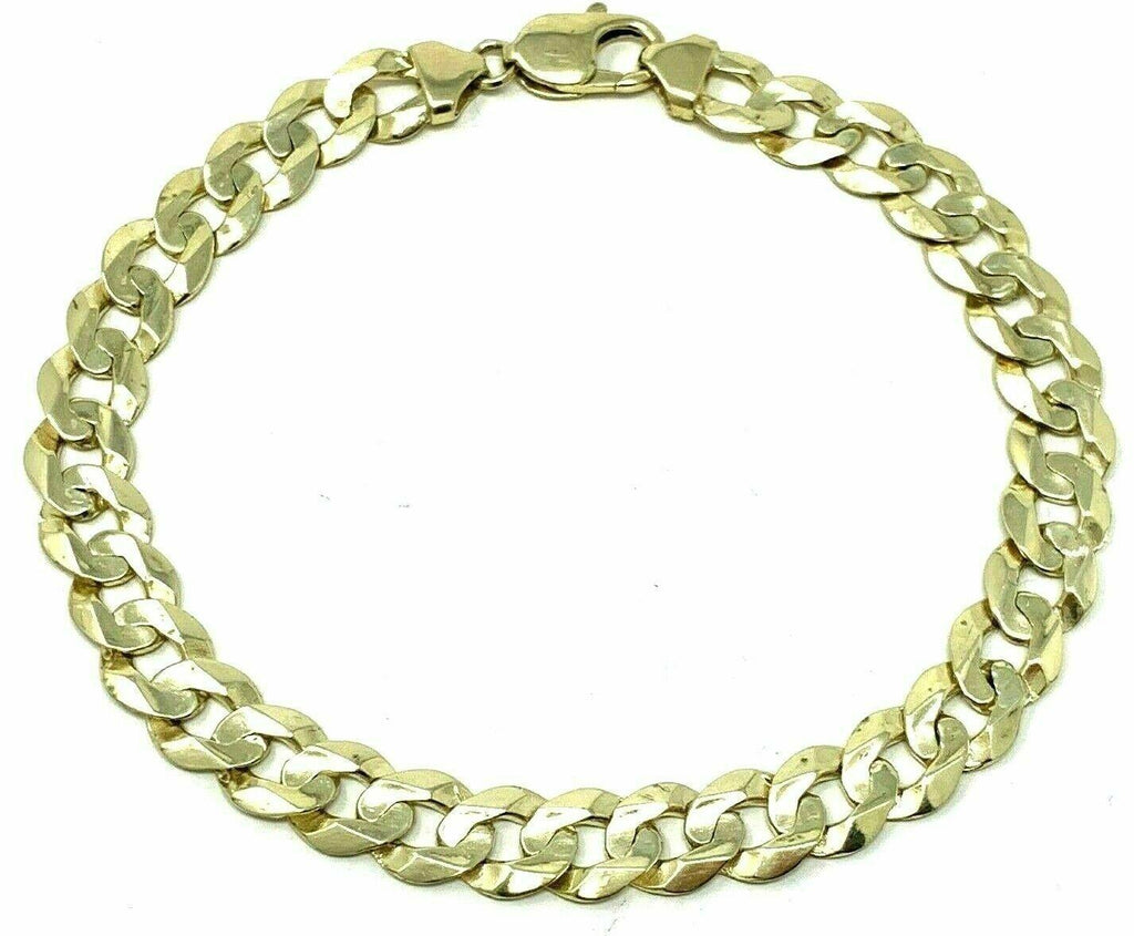 14k Yellow Gold Solid Flat Cuban Curb Link Chain Bracelet 7" 9mm 14.8 grams - Jewelry Store by Erik Rayo