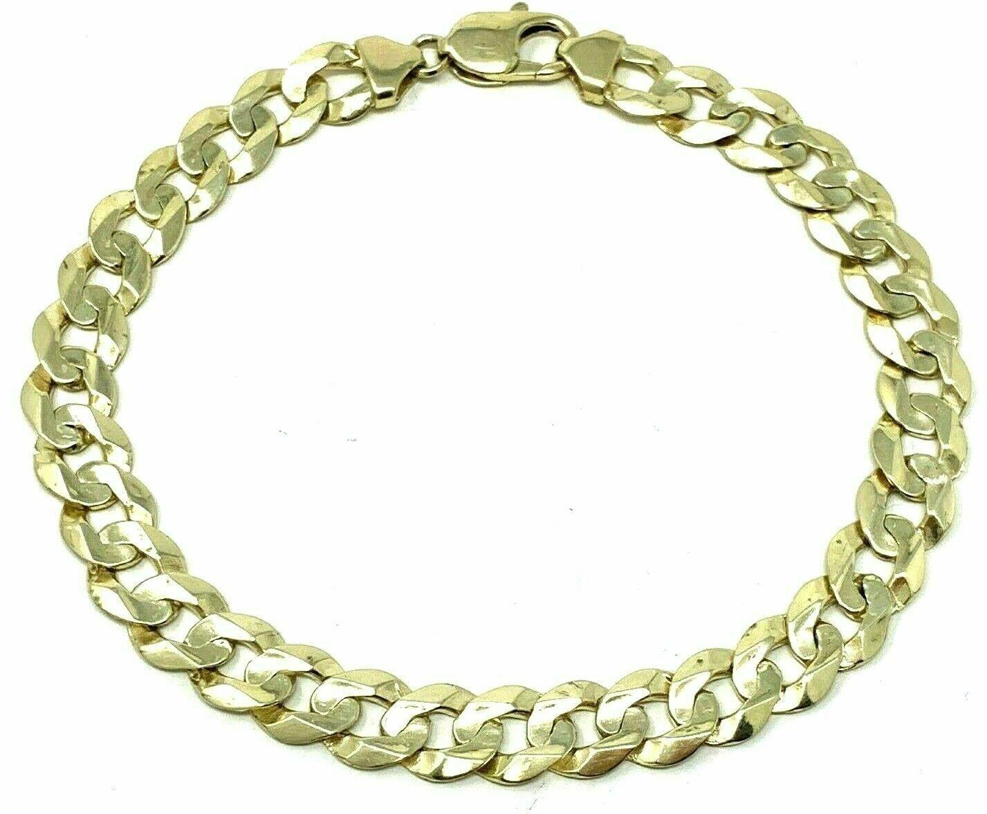 14k Yellow Gold Solid Flat Cuban Curb Link Chain Bracelet 7" 9mm 14.8 grams - Jewelry Store by Erik Rayo