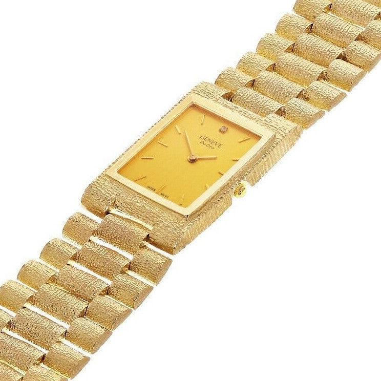 14k Yellow Gold Solid Watch Band Geneve w/ Diamond 7.5-8 - Jewelry Store by Erik Rayo