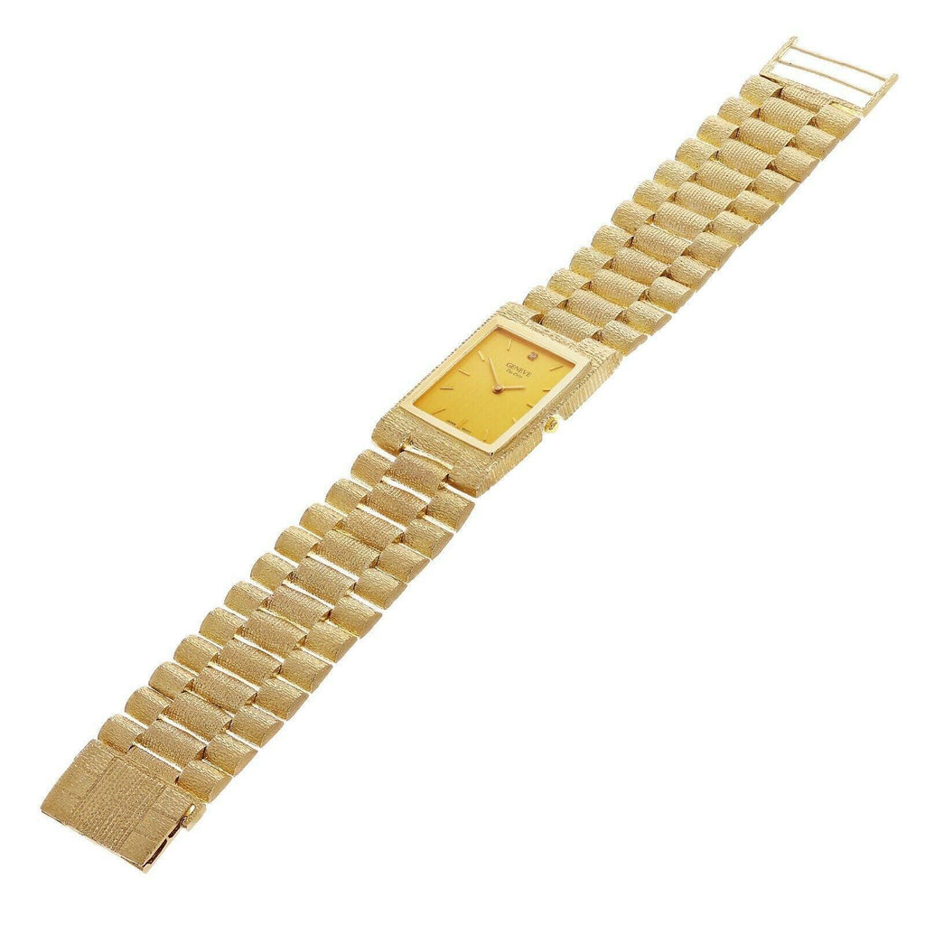 14k Yellow Gold Solid Watch Band Geneve w/ Diamond 7.5-8 - Jewelry Store by Erik Rayo