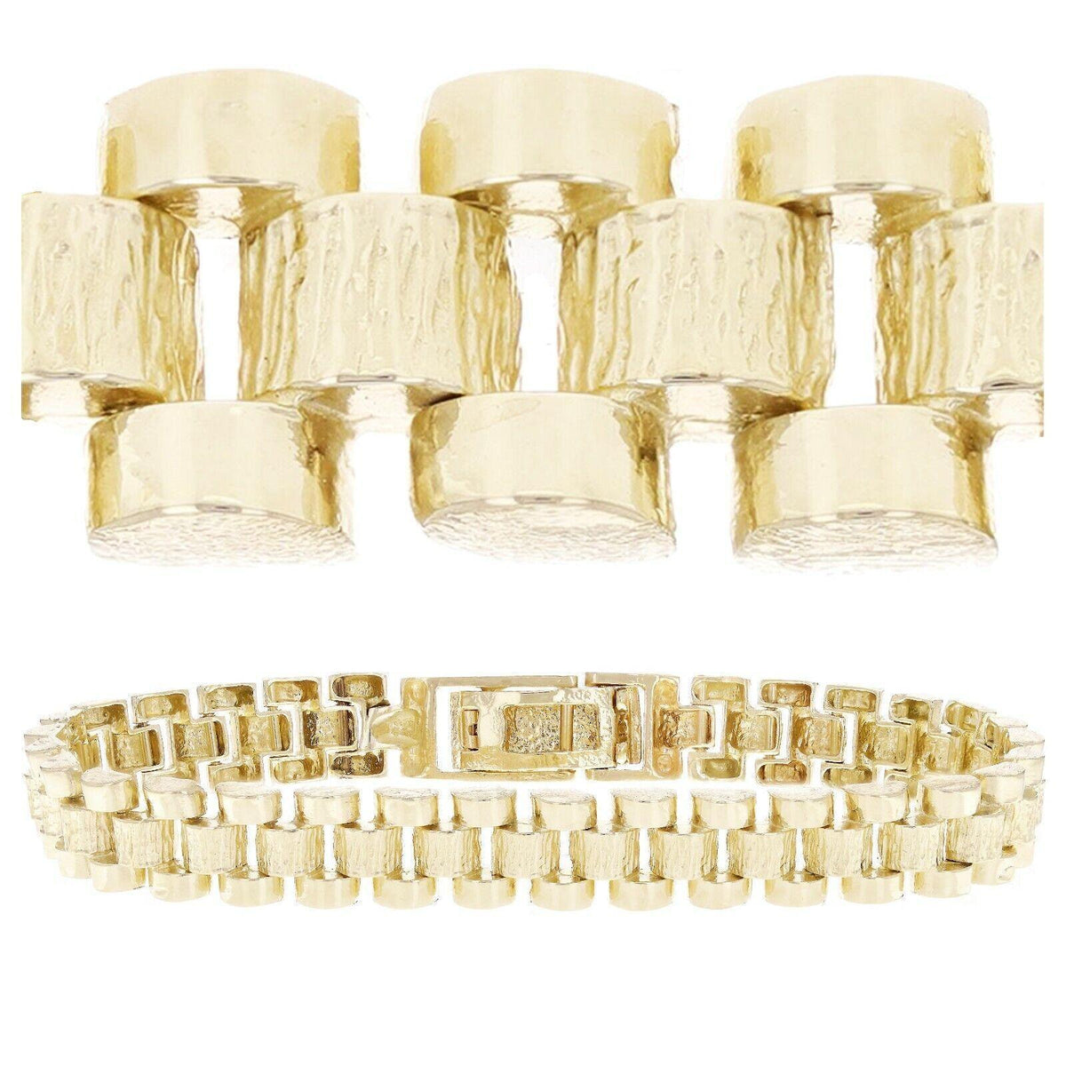 14k Yellow Gold Solid Watch Band Link Bracelet 6.5-7" 8.5mm 20 grams - Jewelry Store by Erik Rayo