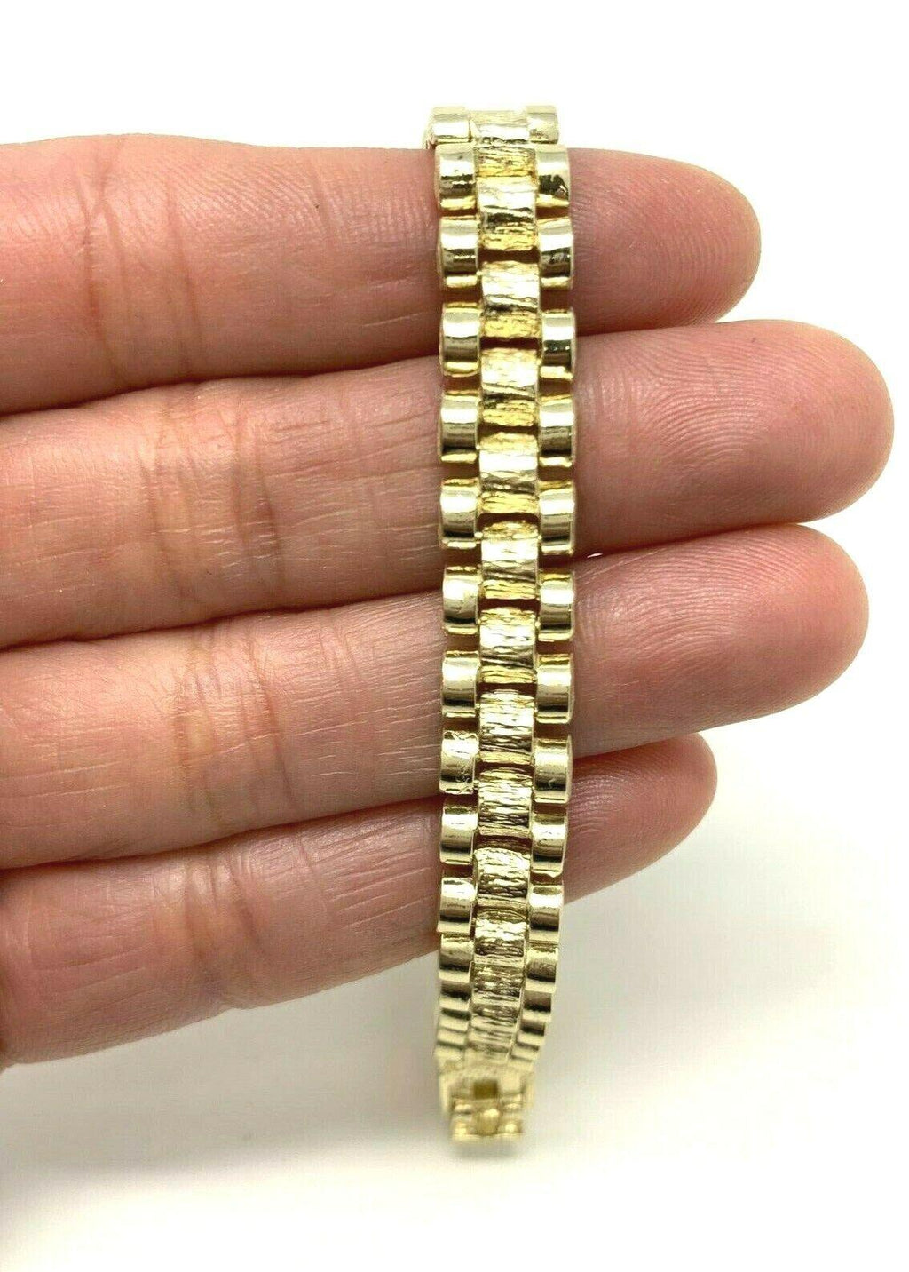 14k Yellow Gold Solid Watch Band Link Bracelet 6.5-7" 8.5mm 20 grams - Jewelry Store by Erik Rayo