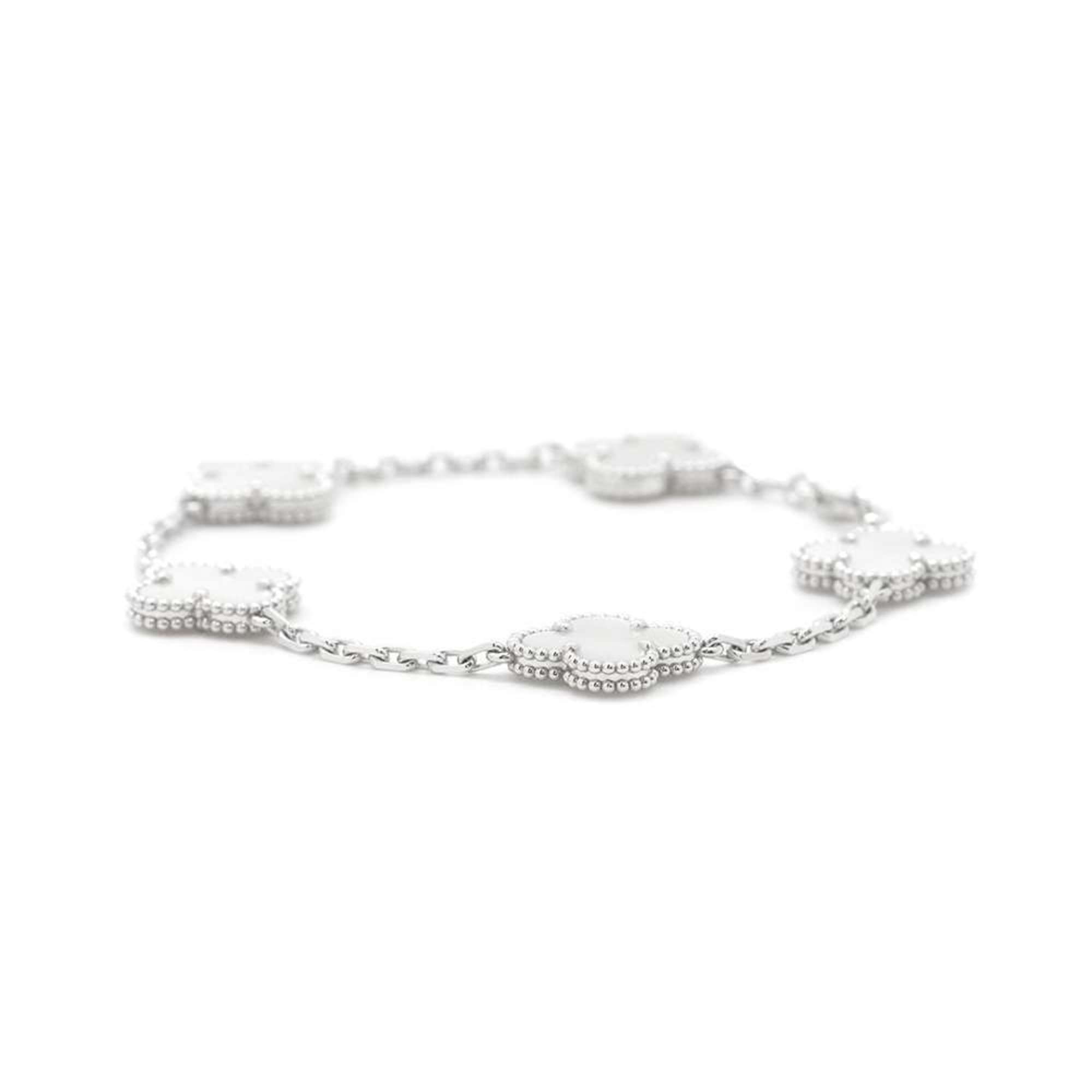 925 Sterling Silver Clover Bracelet – White Mother of Pearl Adjustable Jewelry for Men and Women