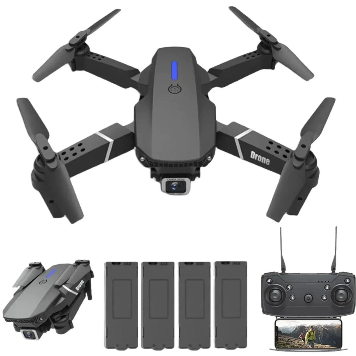 2024 New RC Drone With 4K HD Dual Camera WiFi FPV Foldable Quadcopter +4 Battery - Jewelry Store by Erik Rayo