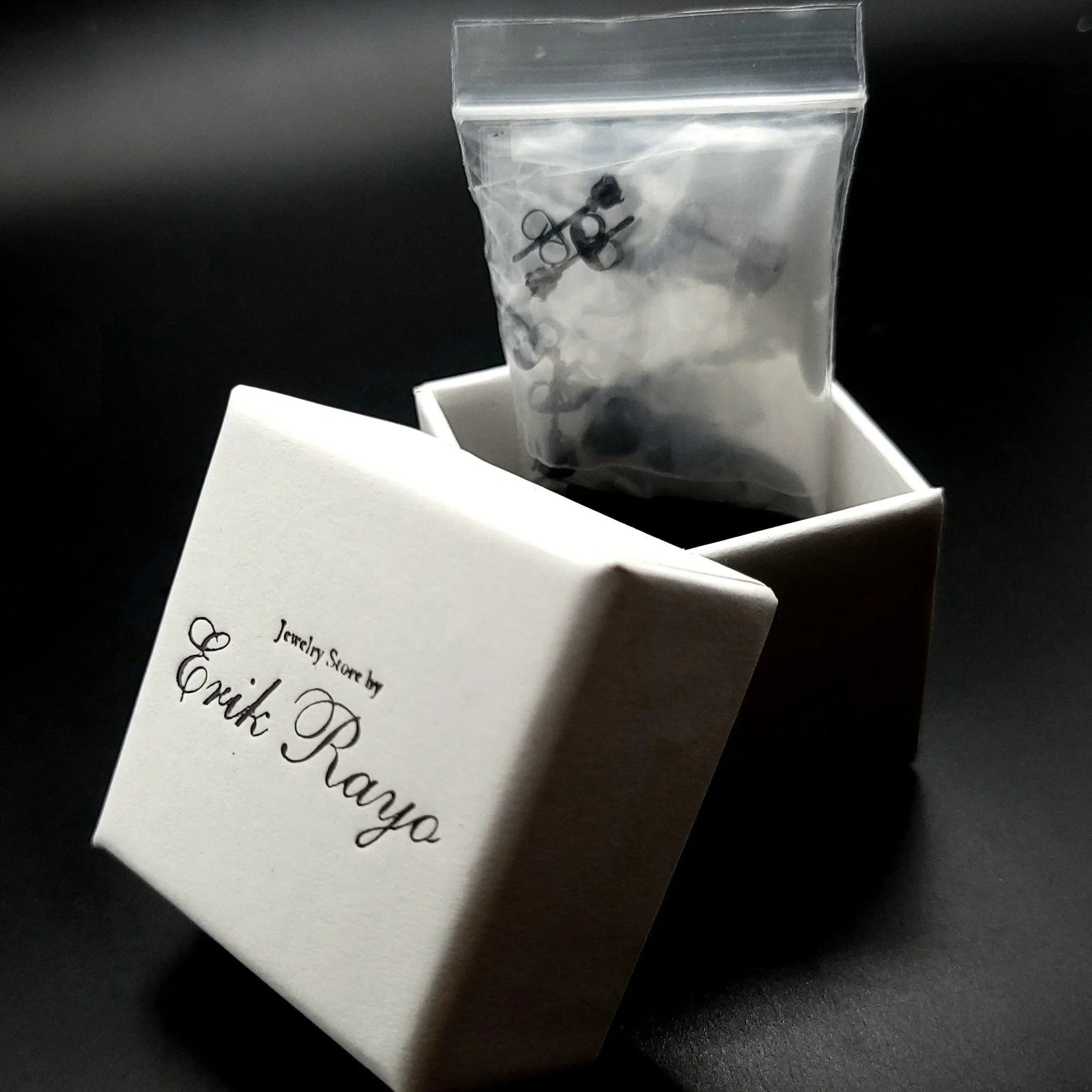 Black Stud Earrings 8 Pair Stainless Steel Square Princess Cut Cubic Zirconia for Men Women - Jewelry Store by Erik Rayo